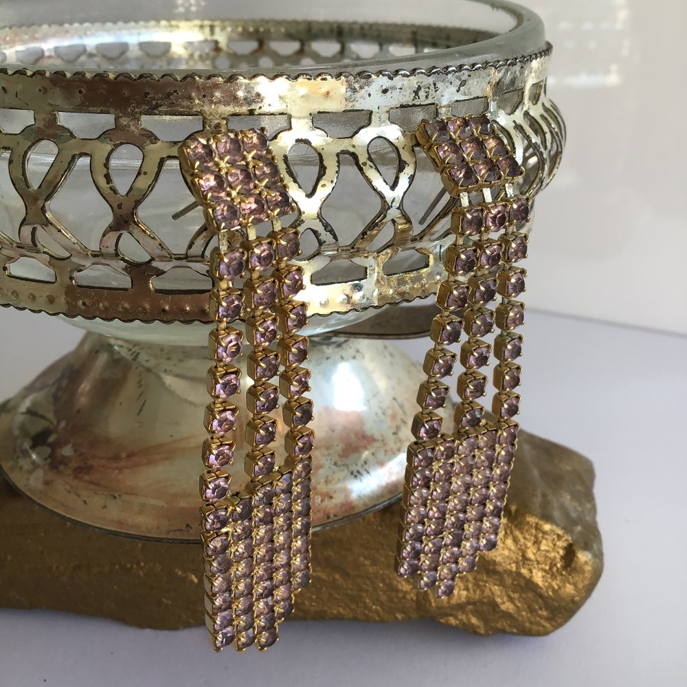 Vintage Chandelier Earrings with Pink Crys…